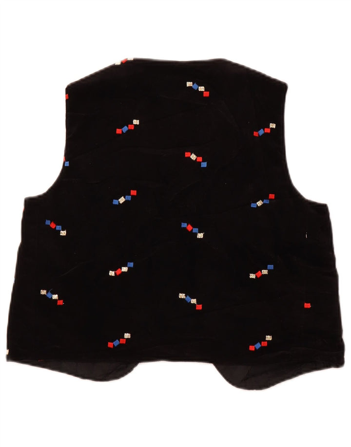 Винтажный женский бархатный жилет OPEN США 2 XS, черный