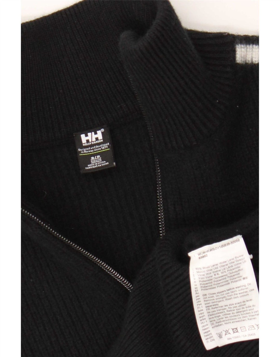Женский джемпер с воротником на молнии Helly Hansen, Великобритания, 10, маленький, черный, с цветными блоками