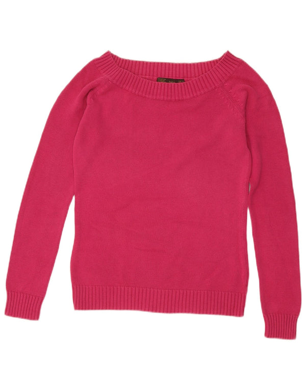 Zara Womens Boat Neck Jumper Sweater UK 12 Medium Pink Cotton