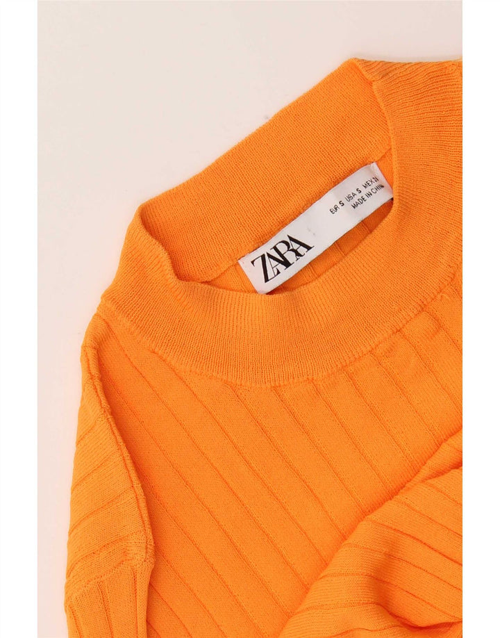 Женский укороченный топ Zara с длинным рукавом UK 8, маленький оранжевый