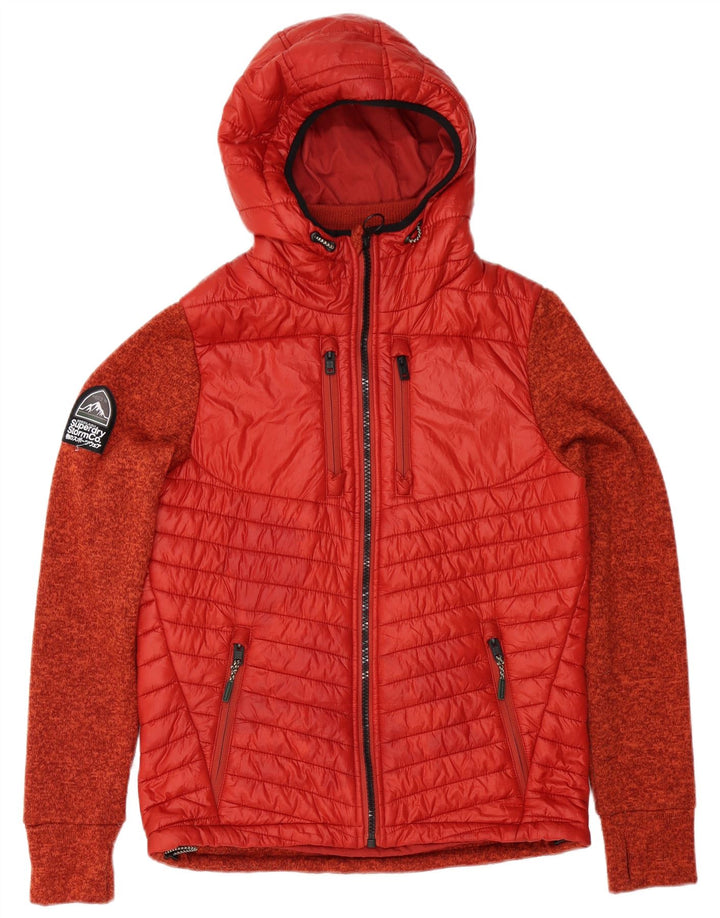Мужская утепленная куртка Superdry UK 38, средний красный полиэстер с крапинками