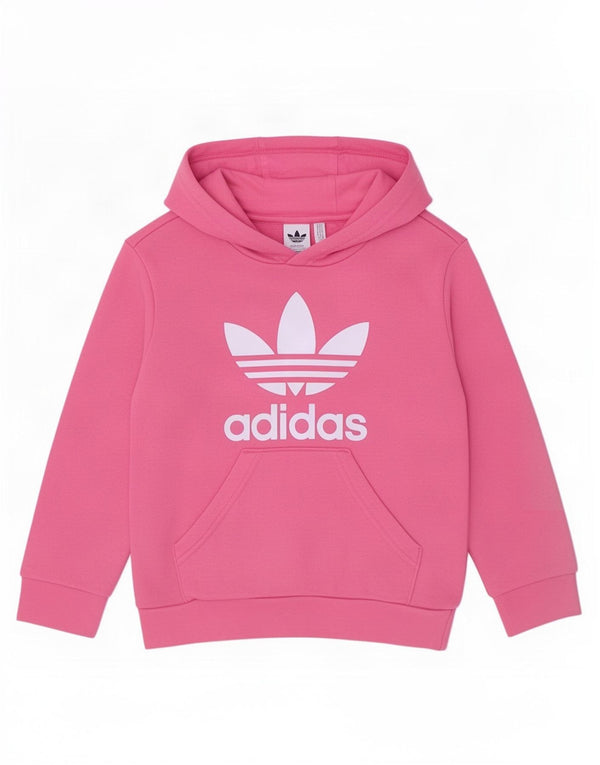 Джемпер с капюшоном Adidas для девочек 5-6 лет, розовый хлопок