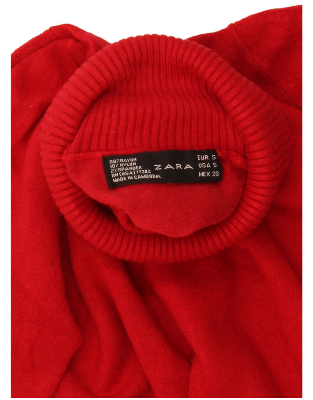 Женский джемпер с высоким воротником Zara UK 10, маленький красный