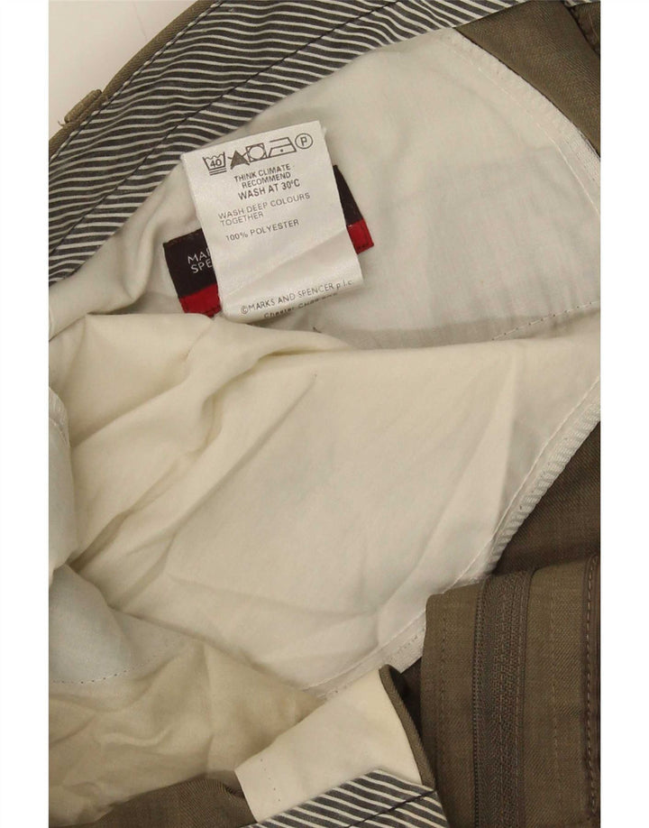 Мужские прямые костюмные брюки Marks & Spencer W38 L33 бежевого цвета из полиэстера