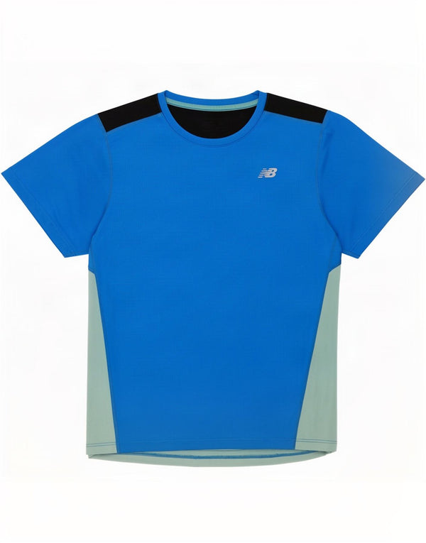 Женская футболка New Balance Top UK 16, большой синий полиэстер с цветными блоками