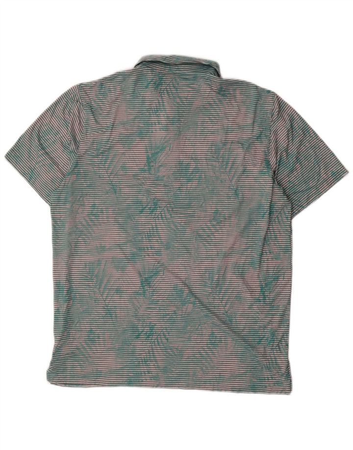 Мужская рубашка-поло PUMA XL зеленая в тонкую полоску