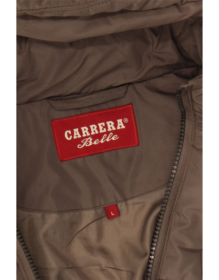 Женская стеганая куртка с капюшоном Carrera UK 14, большая коричневая
