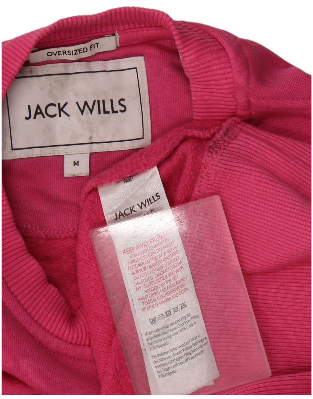 Женский свитер оверсайз JACK WILLS UK 14, хлопковый средний розовый цвет