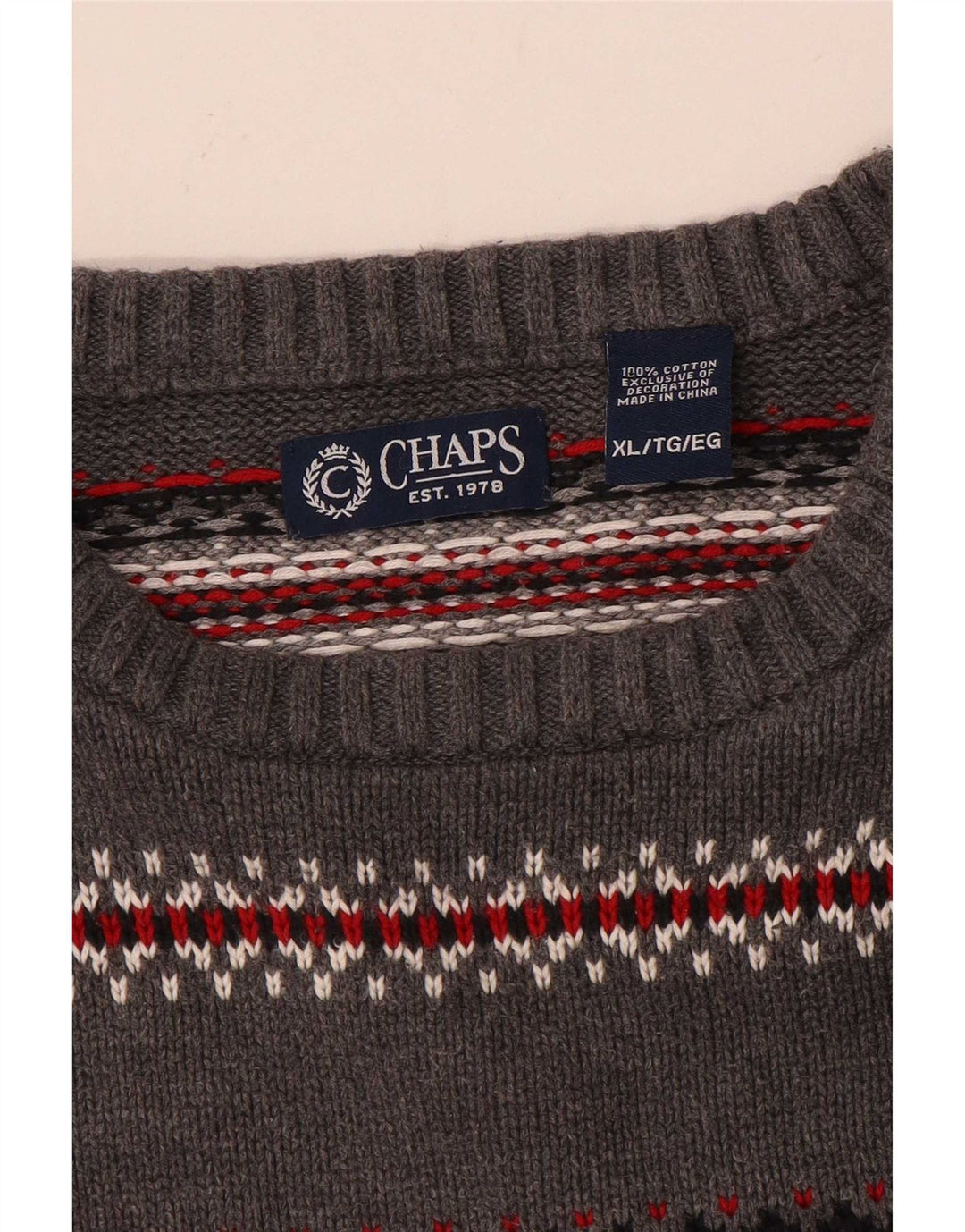 Мужской джемпер с круглым вырезом Chaps, хлопковый свитер в серую полоску XL
