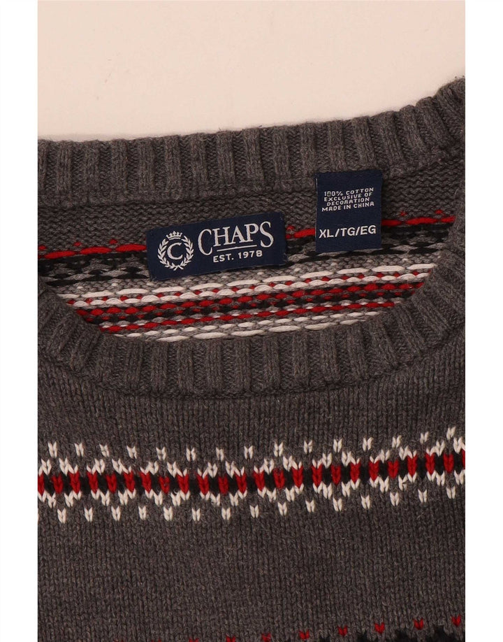 Мужской джемпер с круглым вырезом Chaps, хлопковый свитер в серую полоску XL