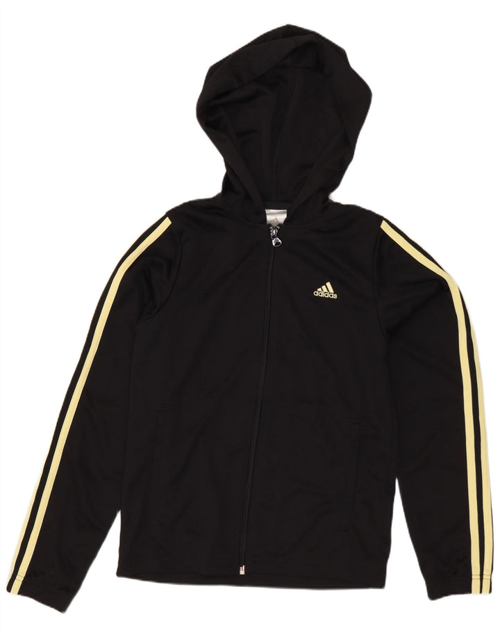 Женский спортивный костюм Adidas с капюшоном, верхняя куртка UK 8, маленький черный полиэстер