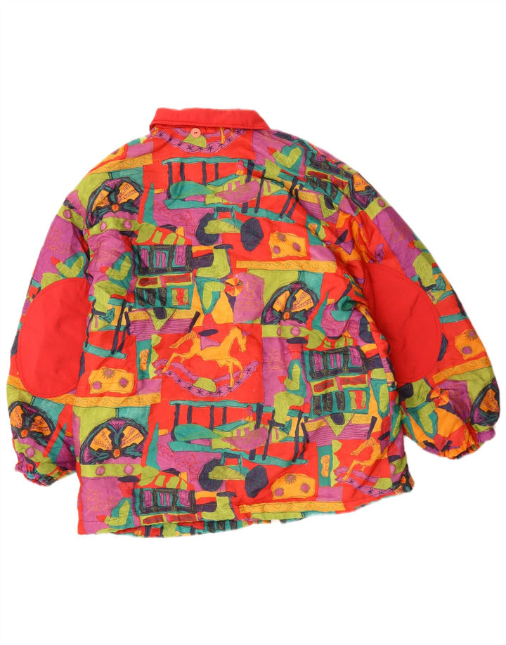 Винтажная женская ветровка с абстрактным узором, Великобритания 20, 2XL, красная