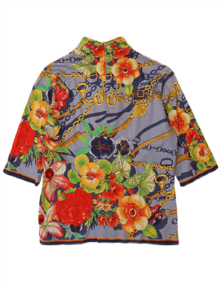 NARACAMICIE Женская блузка-рубашка с рукавом 3/4 с графикой, Великобритания 16, большая синяя с цветочным принтом