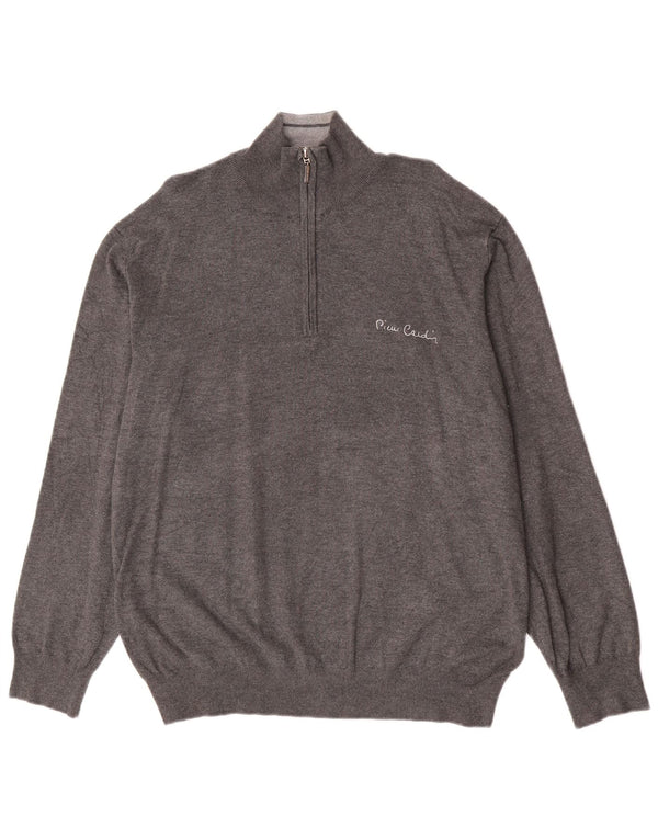 Мужской джемпер с воротником на молнии Pierre Cardin 2XL серый вискозный классический