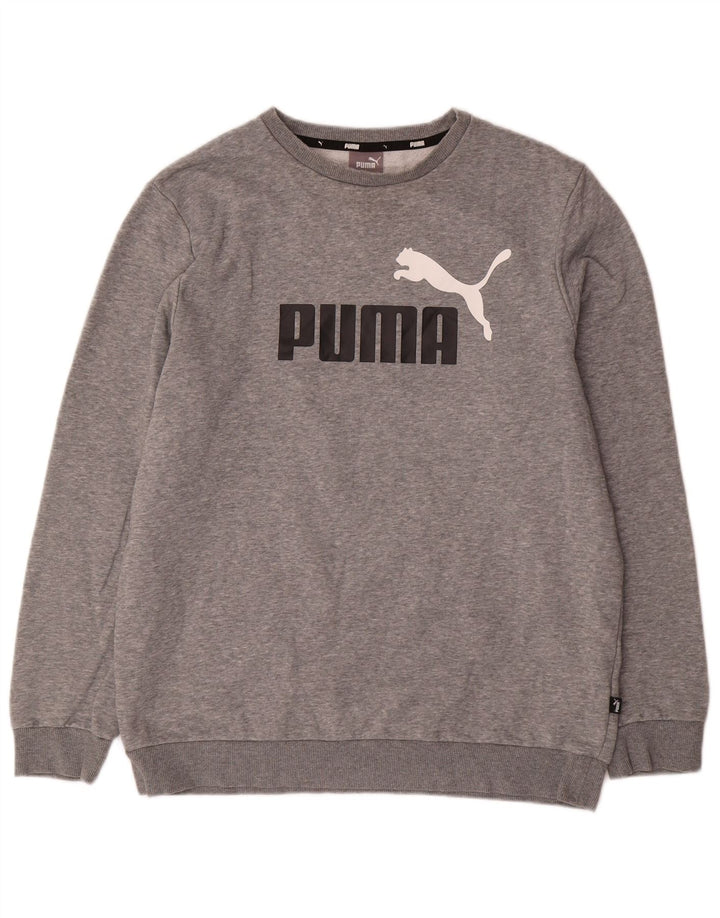 PUMA Mens Graphic Sweatshirt Jumper Large Grey Flecked Cotton