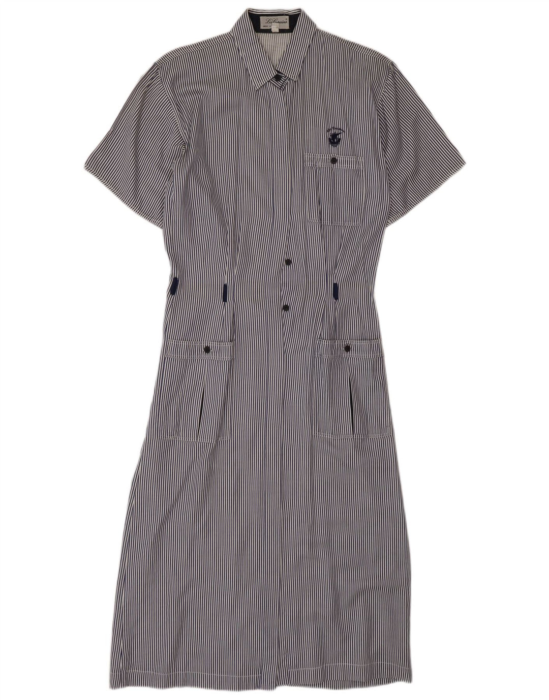 LES COPAINS Женское платье-рубашка UK 12 Средний Темно-Синий В Полоску