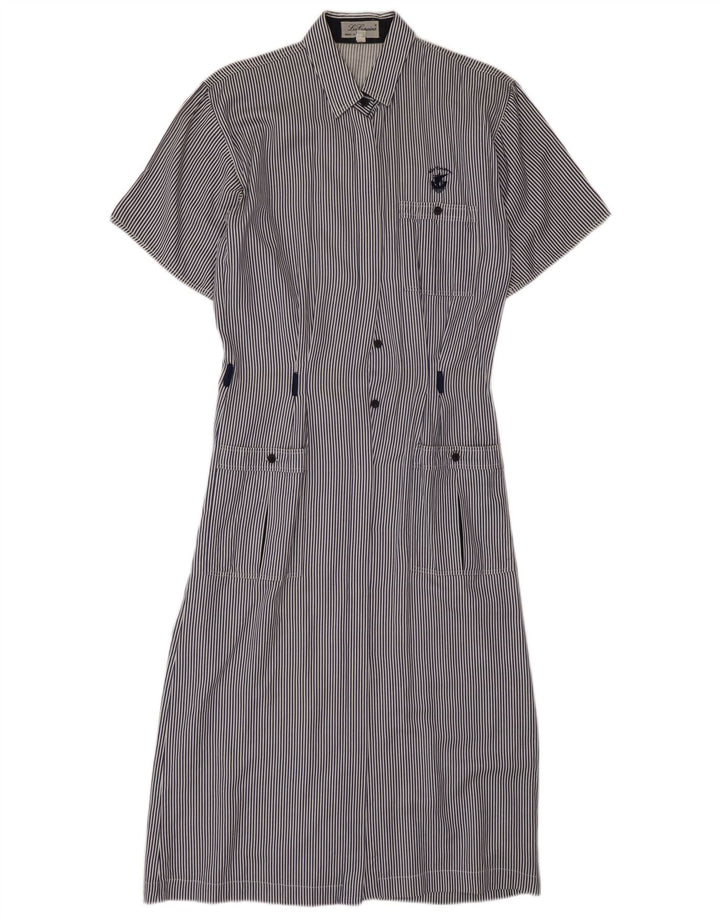 LES COPAINS Женское платье-рубашка UK 12 Средний Темно-Синий В Полоску