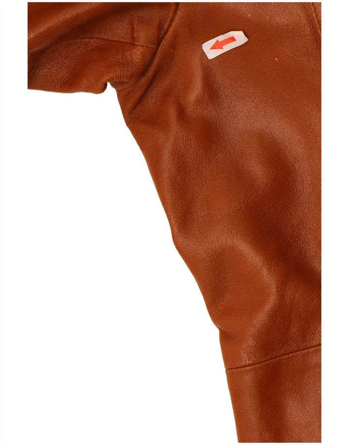 Винтажная мужская кожаная куртка UK 36, маленькая коричневая