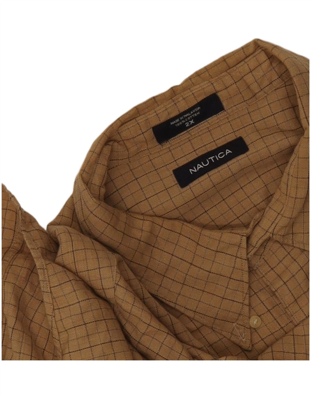 Мужская фланелевая рубашка Nautica 2XL, хлопковая бежевая клетка