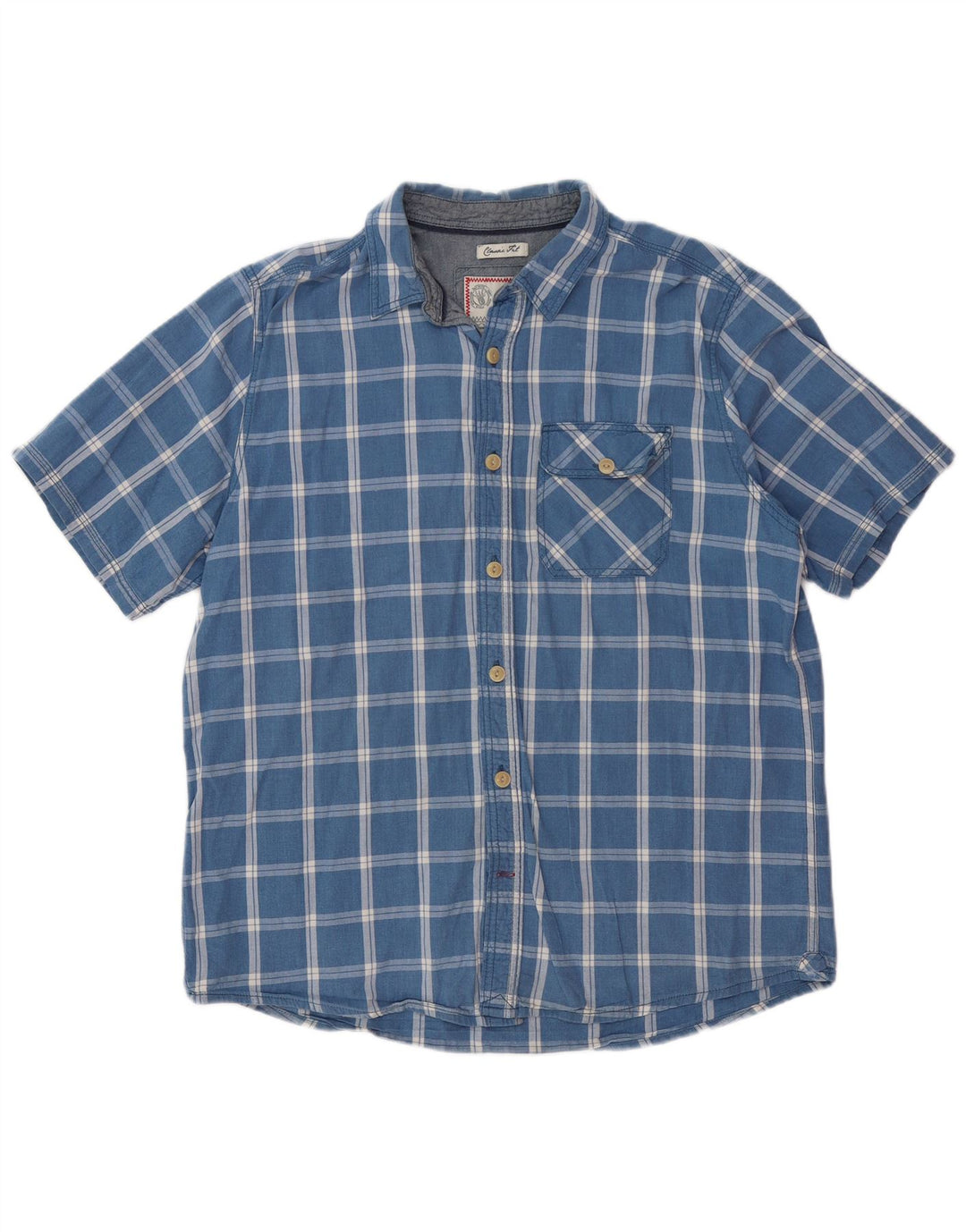 Мужская рубашка классического кроя с коротким рукавом FAT FACE, большая синяя клетка