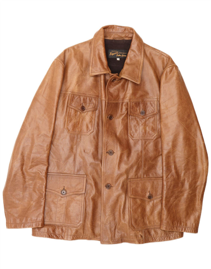 Мужская кожаная куртка Stewart UK 42 XL коричневая кожа