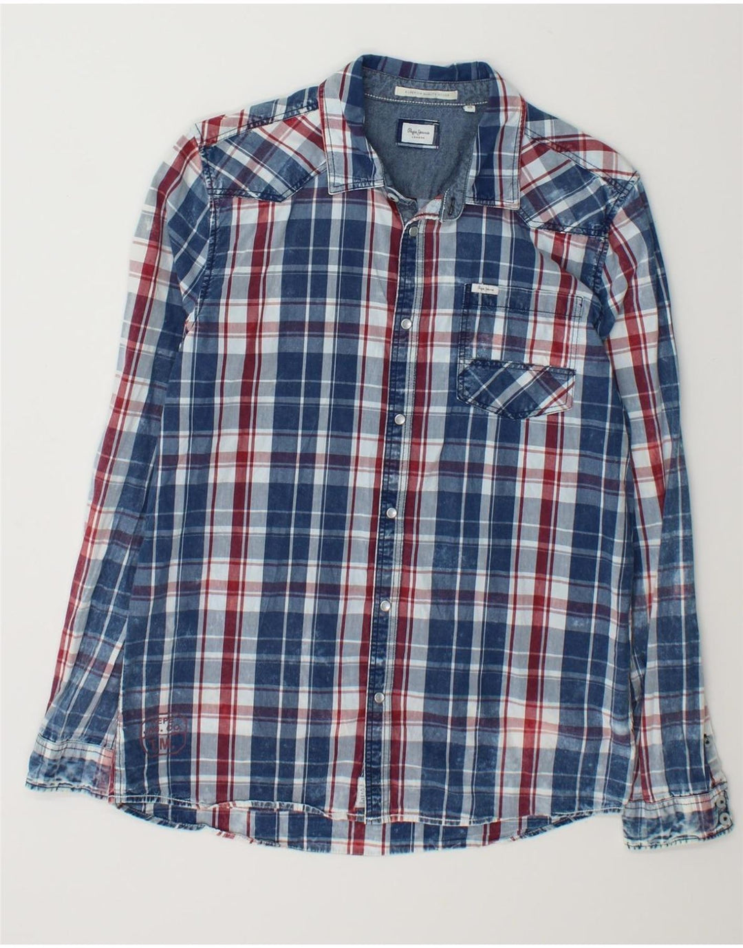PEPE JEANS Boys Shirt 15-16 Years Blue Check Cotton Vintage PEPE Jeans and Second-Hand PEPE Jeans from Messina Hembry 