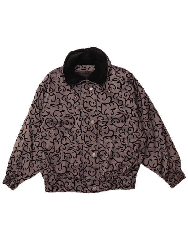 Женская ветровка оверсайз LONDON FOG UK 14, средний серый цвет с цветочным принтом