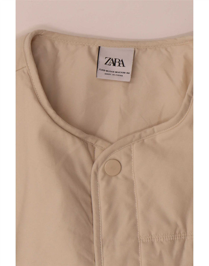 Женская флисовая куртка оверсайз Zara UK 10, маленький размер, бежевый полиэстер