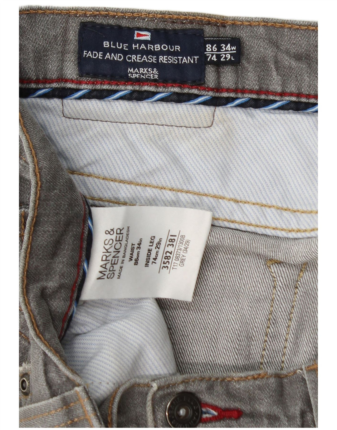 Мужские прямые джинсы Marks & Spencer Blue Harbour W34 L29, серый хлопок