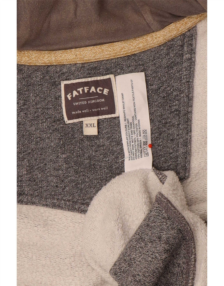 Мужской свитер с капюшоном на молнии Fat Face 2XL, серый хлопок