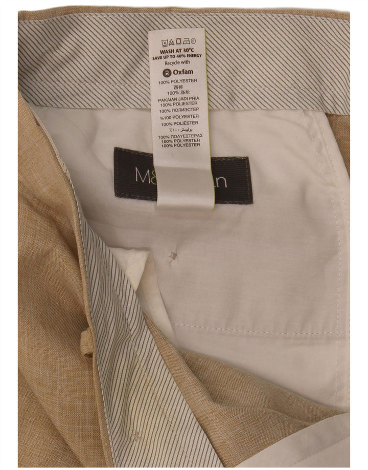 Мужские прямые костюмные брюки MARKS & SPENCER W36 L31 бежевого цвета из полиэстера