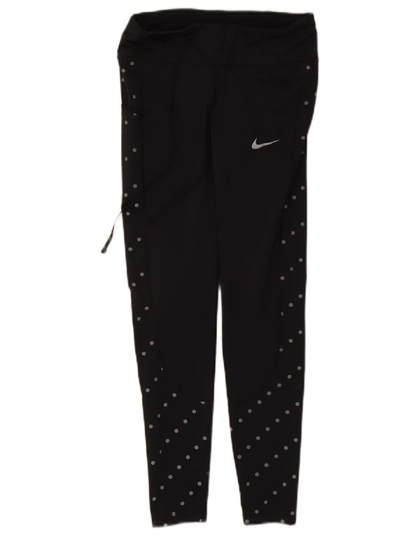 Женские леггинсы Nike UK 8, маленькие черные пятнистые полиэстер