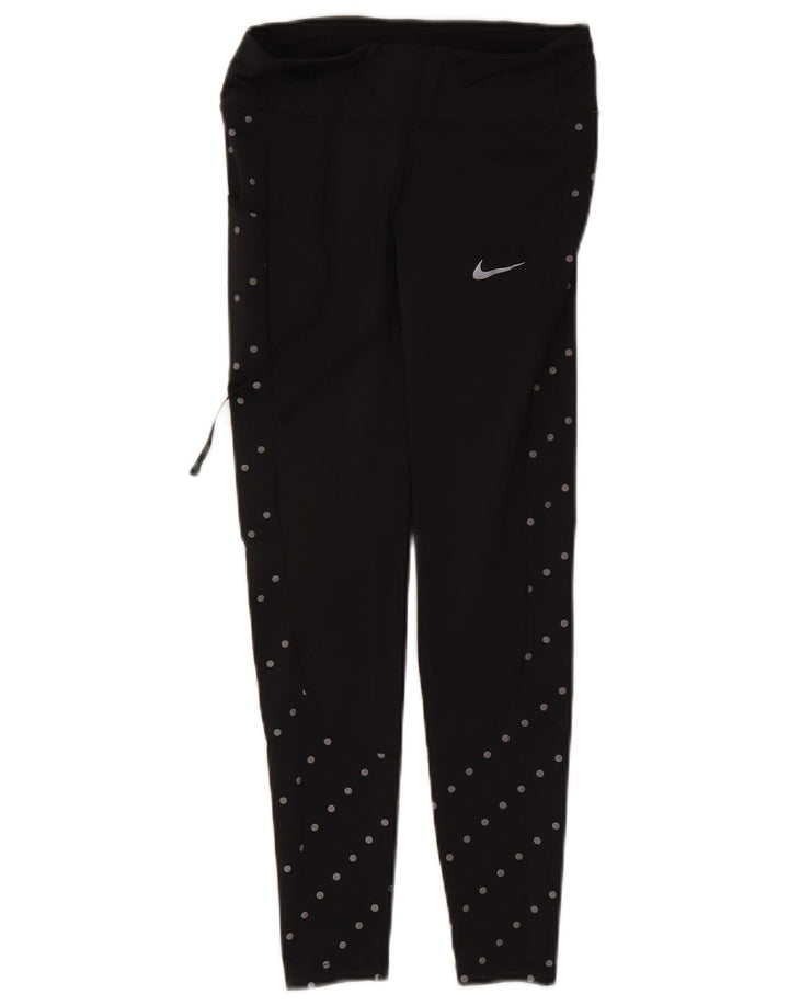 Женские леггинсы Nike UK 8, маленькие черные пятнистые полиэстер