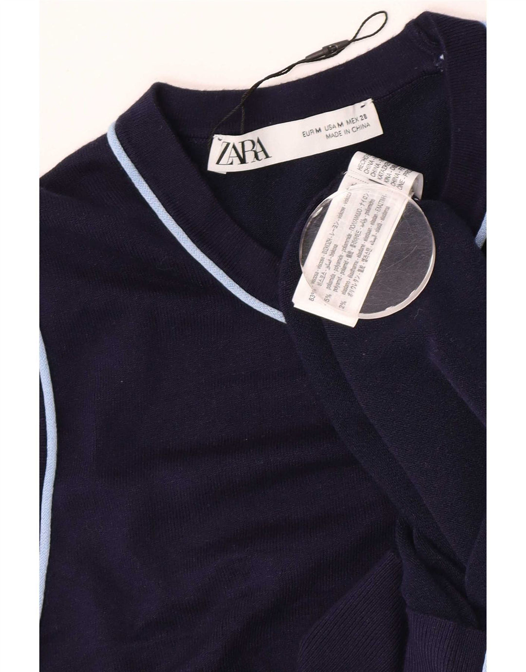 Женская майка без рукавов Zara UK 12, средний темно-синий, вискоза