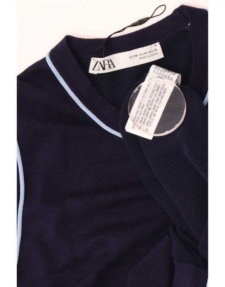 Женская майка без рукавов Zara UK 12, средний темно-синий, вискоза