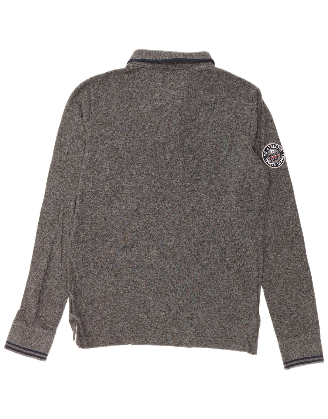 Superdry Мужская классическая рубашка-поло с длинным рукавом с графическим рисунком среднего серого цвета, хлопок
