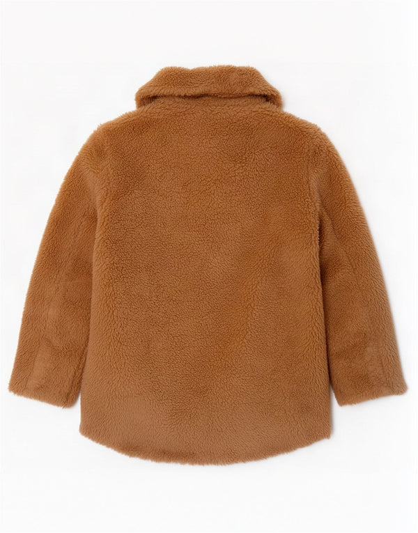 Marks & Spencer Womens Teddy Bear Overcoat UK 12 Medium Beige Polyester