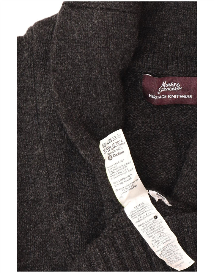 Мужской кардиган-свитер Marks & Spencer, большой серый шерстяной
