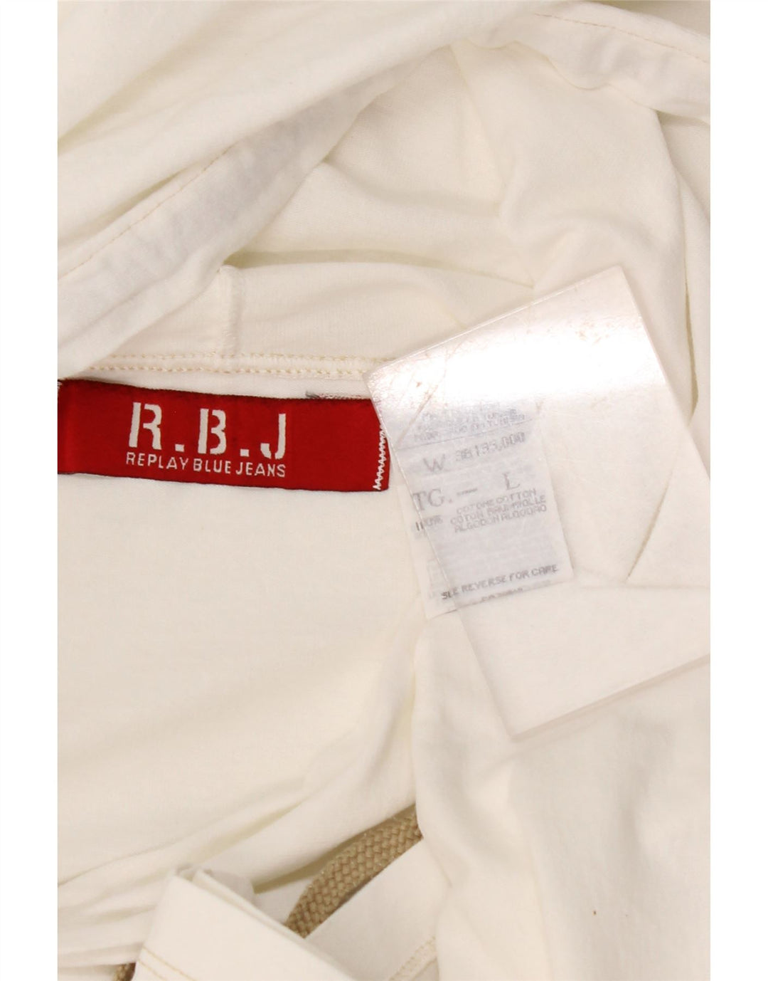 Женский топ REPLAY с капюшоном и графическим рисунком, длинный рукав, Великобритания, 14, большой белый хлопок