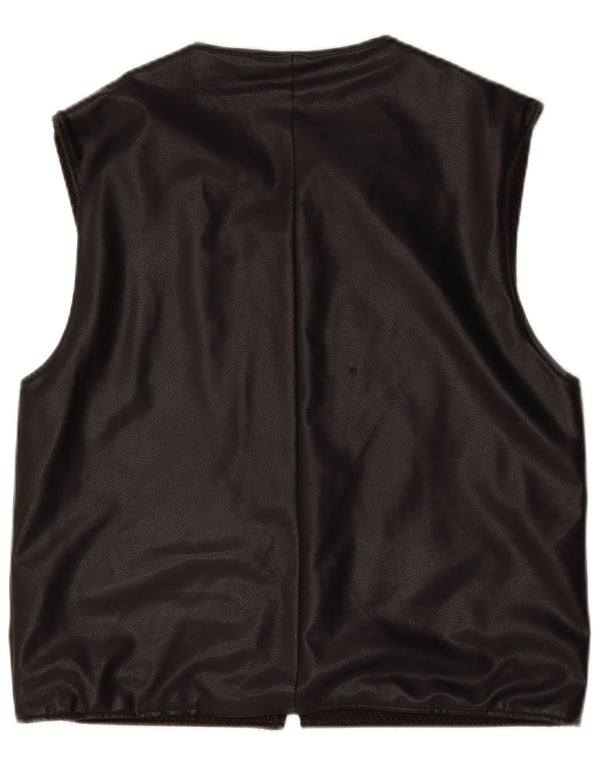 Vintage Mens Leather Gilet UK 38 Medium Black