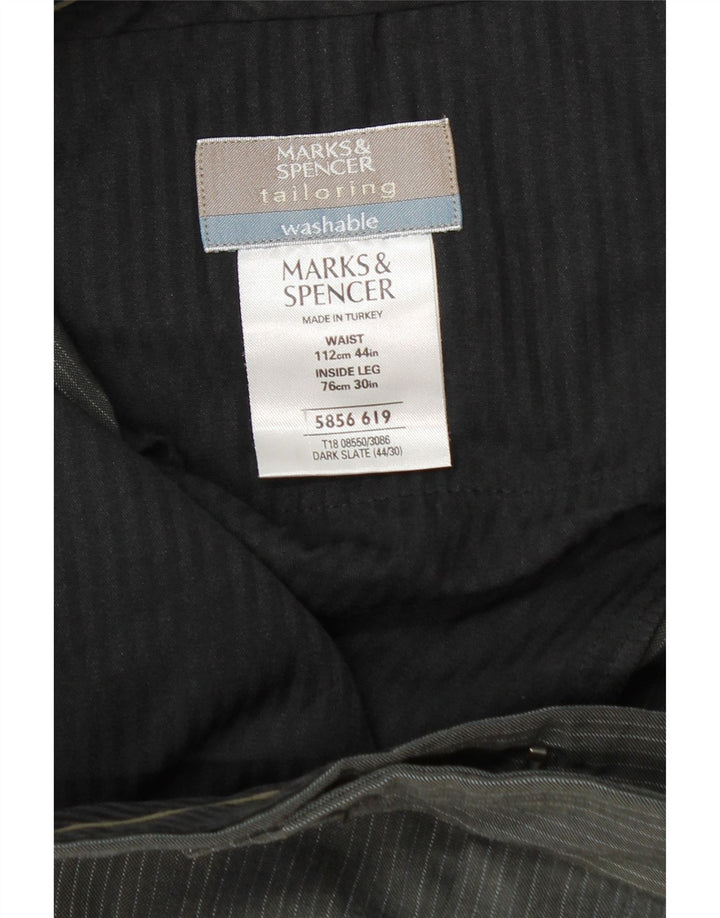Мужские прямые костюмные брюки Marks & Spencer W44 L30 серые из полиэстера