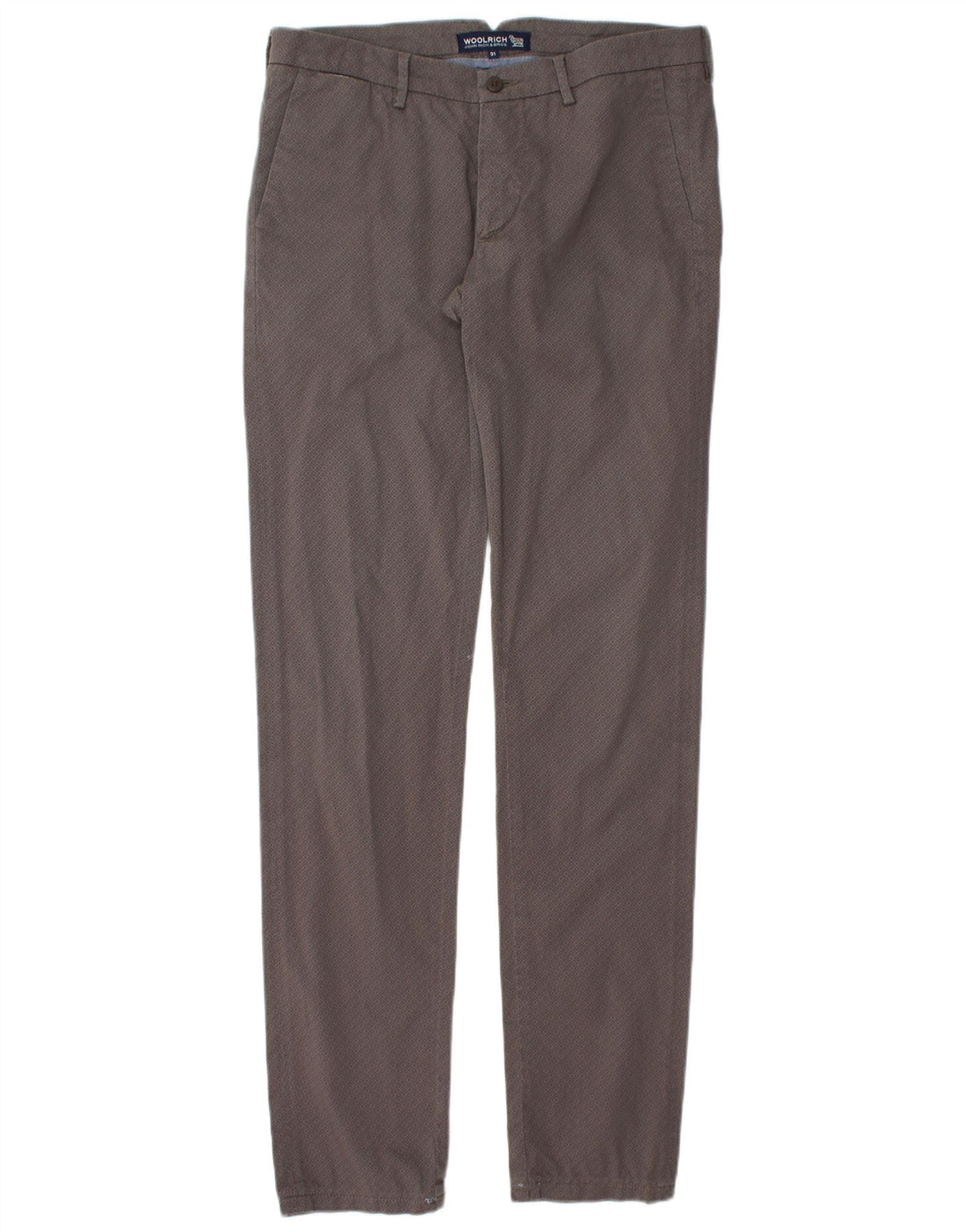 WOOLRICH Mens Slim Chino Trousers W31 L34  Grey Check Cotton