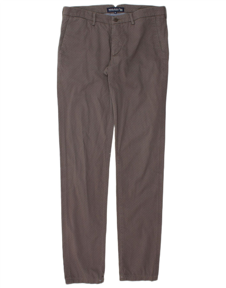 WOOLRICH Mens Slim Chino Trousers W31 L34  Grey Check Cotton