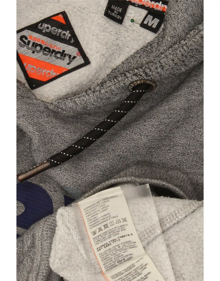 Мужской джемпер с капюшоном Superdry с рисунком, средний серый хлопок в крапинку
