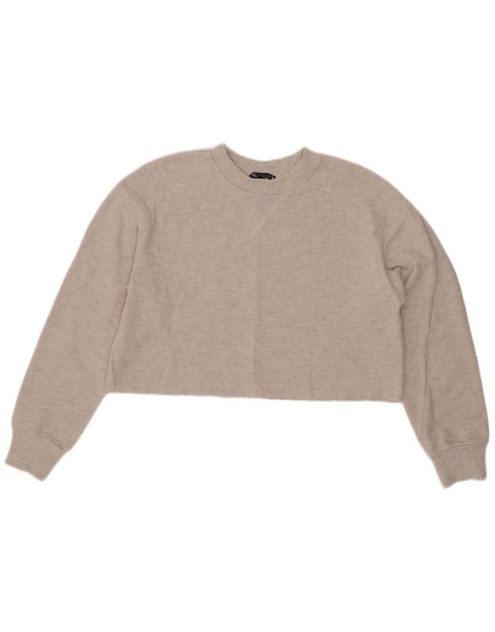 Женская укороченная блузка Zara UK 14, полиэстер среднего серого цвета