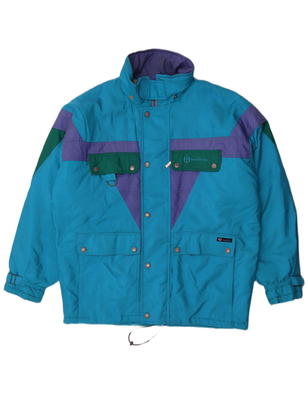 Мужская лыжная куртка Sergio Tacchini UK 42 XL синяя с цветными блоками