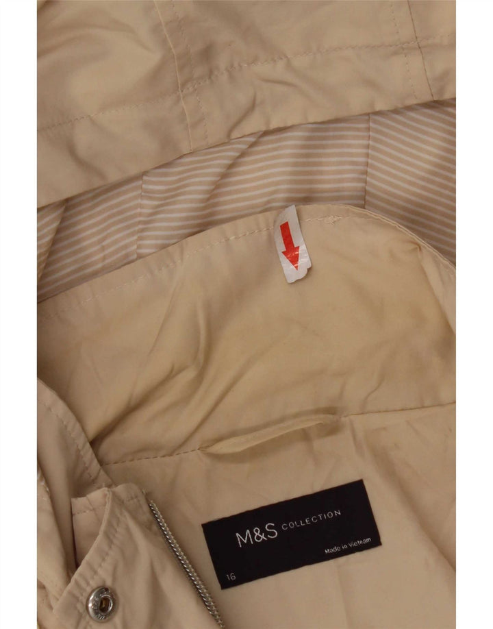 Женская дождевик с капюшоном Marks & Spencer UK 16, большой, бежевый, полиэстер