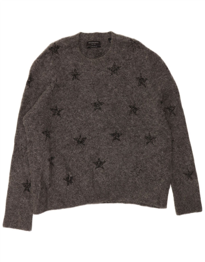 Женский джемпер с круглым вырезом ALL SAINTS UK 20 2XL, серый с геометрическим рисунком