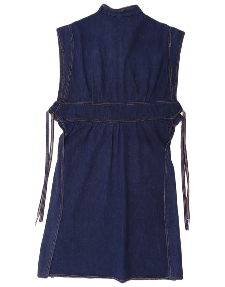 ВИНТАЖНОЕ женское джинсовое платье UK 14, средний синий