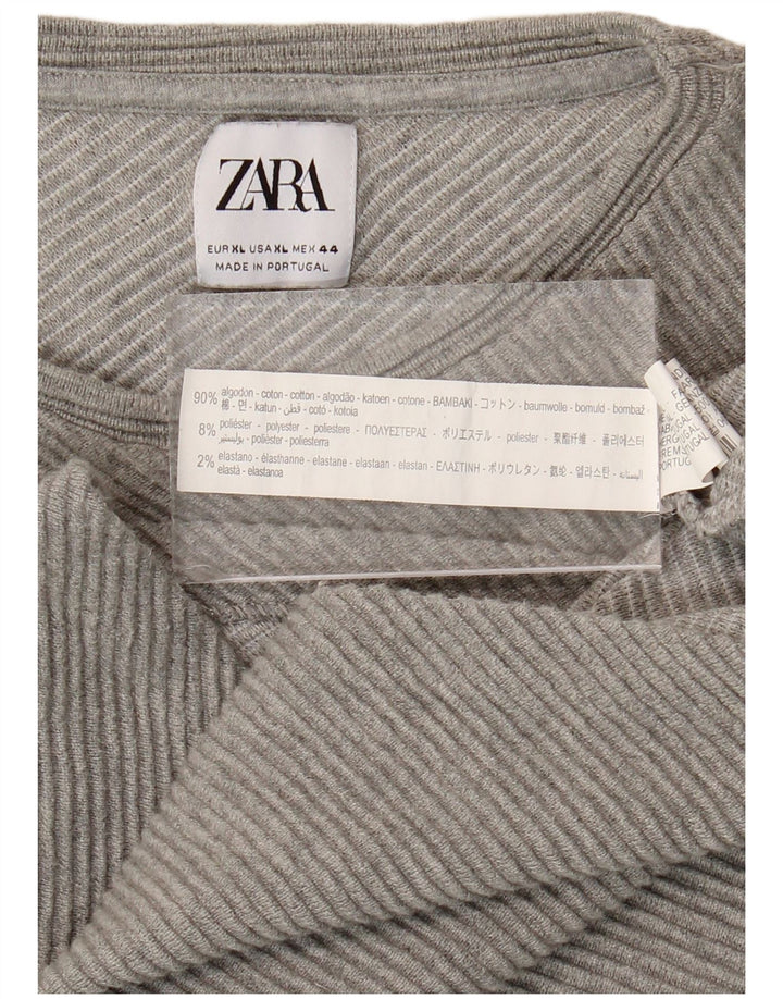 Женский топ Zara с длинным рукавом UK 18 XL, серый хлопок